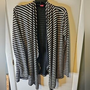 Hanger 55 Women's Size Large Open Cardigan Striped Black & White